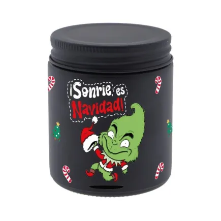 VELA MECHA DE MADERA - SONRIE, ES NAVIDAD GRINCH
