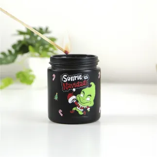 VELA MECHA DE MADERA - SONRIE, ES NAVIDAD GRINCH 
