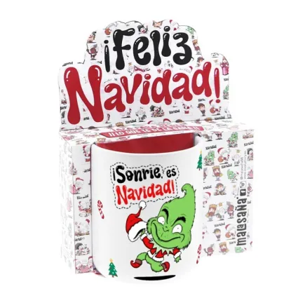 TAZA - SONRÍE, ES NAVIDAD GRINCH BLANCO 