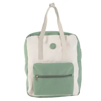 MOCHILA BICOLOR - VERDE Y NATURAL