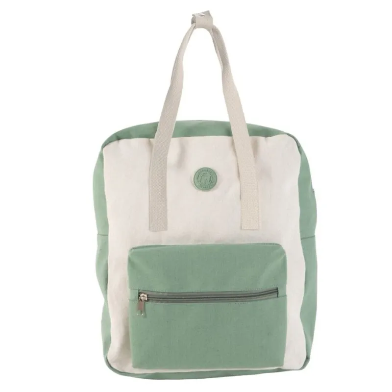 MOCHILA BICOLOR - VERDE Y NATURAL MOCHILA BICOLOR - VERDE Y NATURAL