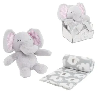 PELUCHE CON MANTA 90X75CM - ELEFANTE 