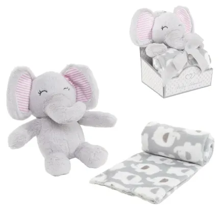 PELUCHE CON MANTA 90X75CM - ELEFANTE 