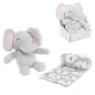 PELUCHE CON MANTA 90X75CM - ELEFANTE 