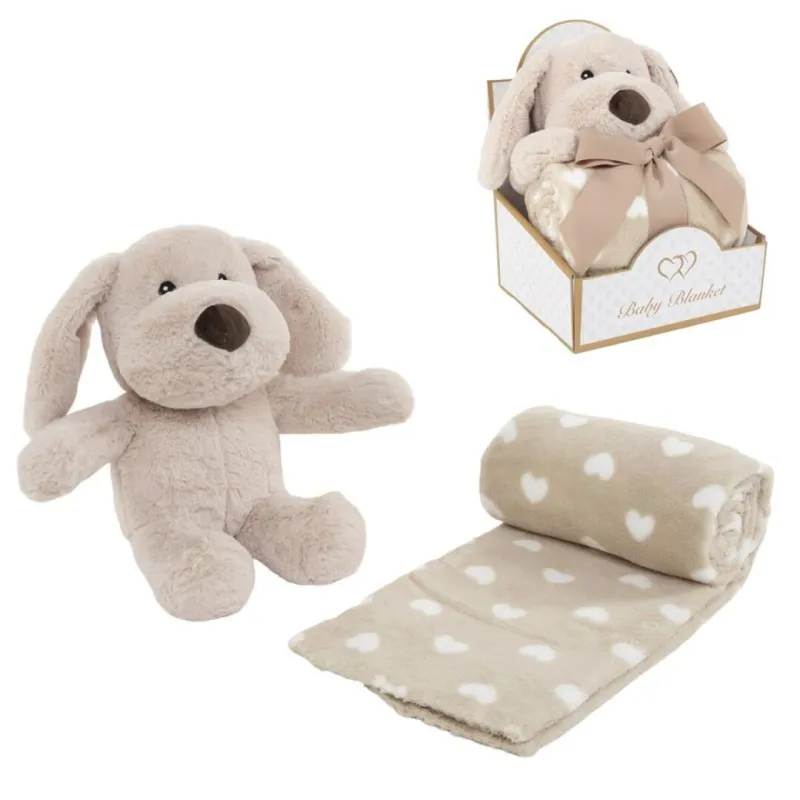 PELUCHE CON MANTA 90X75CM - PERRO 