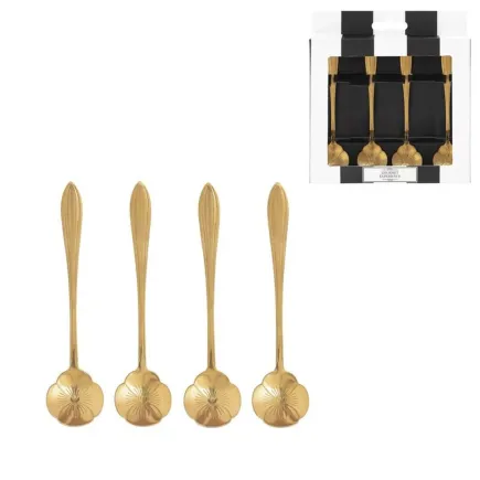 JUEGO DE 4 CUCHARITAS DE ACERO INOXIDABLE - FLOR 