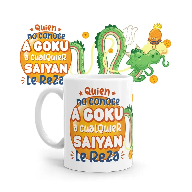 TAZA - QUIEN NO CONOCE A GOKU A CUALQUIER SAIYAN LE REZA 