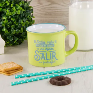 TAZA VINTAGE - SALIA MAS CUANDO MI MADRE NO ME DEBAJA SALIR 