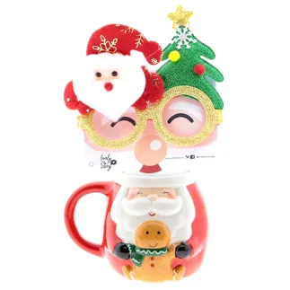 TAZA DE PAPA NOEL CON GAFAS DE NAVIDAD