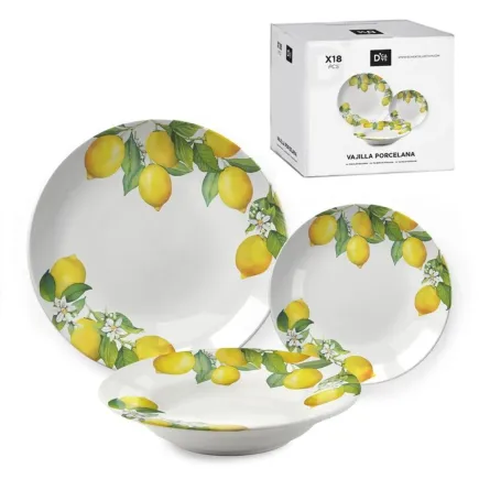 VAJILLA 18 PIEZAS - LIMONES 