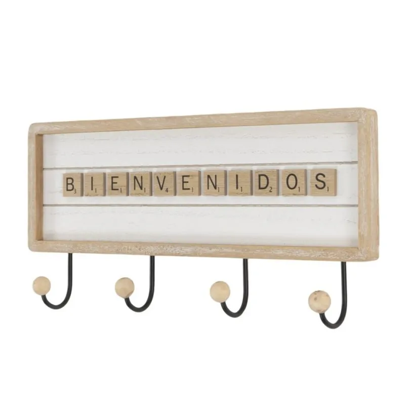 PERCHERO PARED 4 GANCHOS - BIENVENIDOS