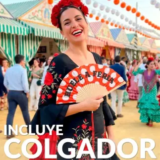 Abanico Huele a Feria con Colgador | Abanico Flamenco Original