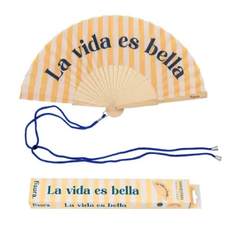 Abanico La Vida es Bella con Colgador | Abanico Original Verano