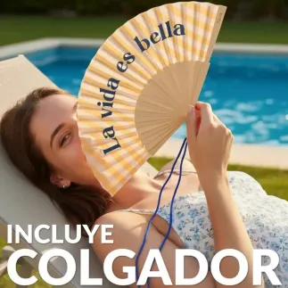 Abanico La Vida es Bella con Colgador | Abanico Original Verano