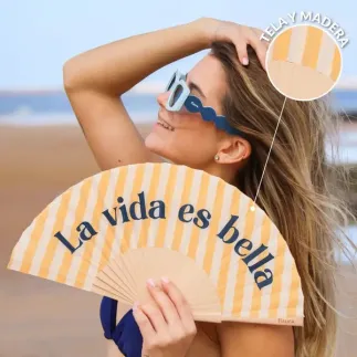 Abanico La Vida es Bella con Colgador | Abanico Original Verano