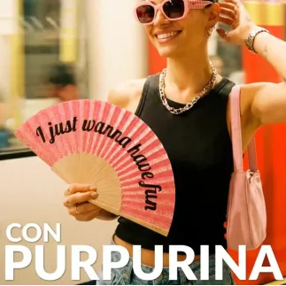 Abanico I Just Wanna Have Fun con Purpurina | Abanico Original Verano