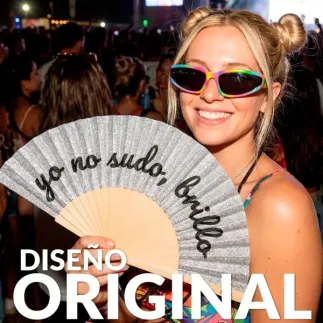 Abanico Yo No Sudo Brillo con Purpurina | Abanico Glam Verano