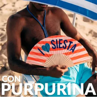 Abanico I Love Siesta con Purpurina | Abanico Verano Original