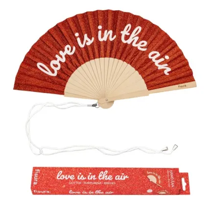 Abanico Love is in the Air con Purpurina | Abanico Boda Original