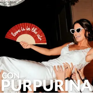 Abanico Love is in the Air con Purpurina | Abanico Boda Original
