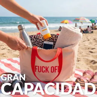 Bolsa Playa Reversible Fuck Off | Tote Bag Leopardo Original