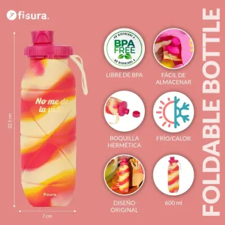 Botella Plegable No Me Da La Vida 600ml | Botella Silicona BPA Free
