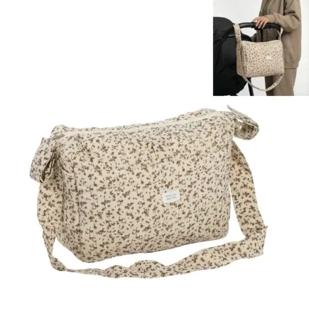 Bolsa Carrito Bebé de Algodón Flores 36x11x26 cm