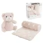 PELUCHE CON MANTA 90X75CM OSO ROSA