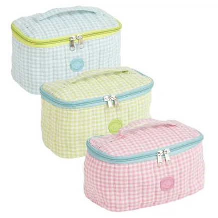 Neceser Vanity Vicky de Cuadros Vichy | 20 × 12 × 12 cm