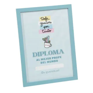 Diploma al Mejor Profe del Mundo con Marco | Regalo Profesor