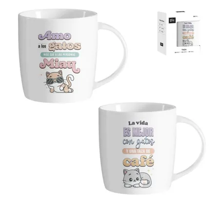 Taza Gatos 350 ml con Frases | 2 Modelos