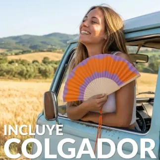 Abanico Fisura Lila y Naranja con Colgador