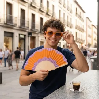 Abanico Fisura Lila y Naranja con Colgador