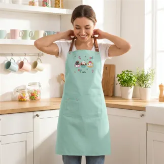 Delantal de Cocina Cozy Whiskers Verde Menta | Lovely Story
