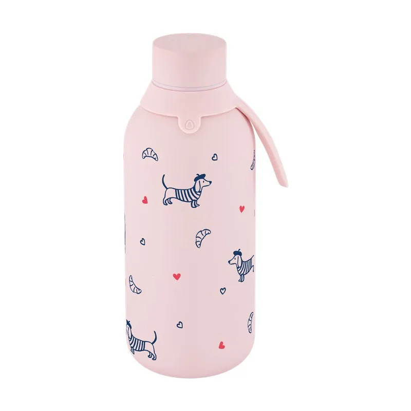 BOTELLA TÉRMICA CON DOS TAPONES 500ML - PINK VELVET PAWS