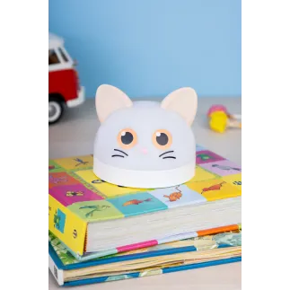 LÁMPARA QUITAMIEDOS Y DESPERTADOR - GATO 