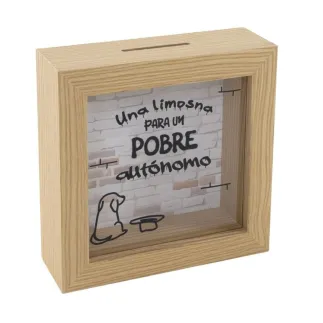 HUCHA DE MADERA - UNA LIMOSNA PARA UN POBRE AUTÓNOMO 