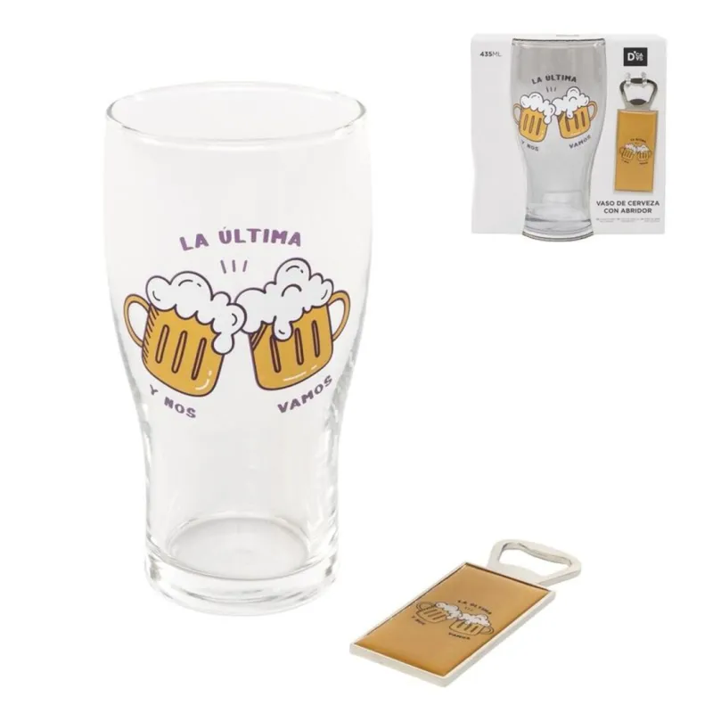 VASO DE CERVEZA CON ABRIDOR - LA ÚLTIMA Y NOS VAMOS  