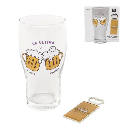 VASO DE CERVEZA CON ABRIDOR - LA ÚLTIMA Y NOS VAMOS  