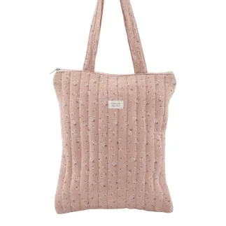 TOTEBAG CON CREMALLERA - FLORES ROSA 