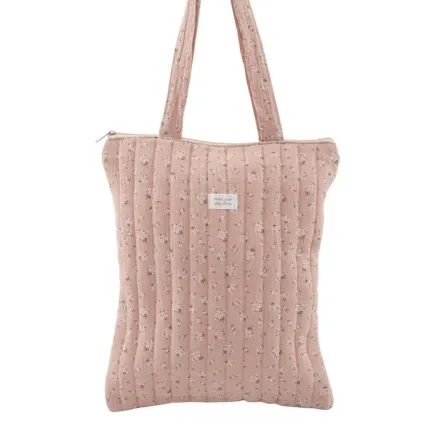 TOTEBAG CON CREMALLERA - FLORES ROSA 
